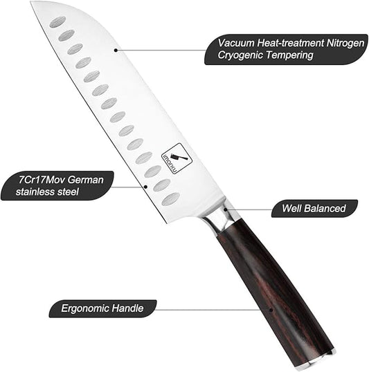 imarku Chef Knife 7 Inch Kitchen Knife Ultra Sharp Santoku Knife - 7Cr17Mov Japanese Chefs Knife, Kitchen Gadgets 2025, Apartment Essentials, Birthday Gifts for Him Her, Best Gifts for Women Men