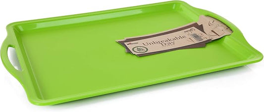 Mintra Home Durable Serving Tray (1pk, Green) - Platter with Handle 14 Inch 'Green' (Heavy Duty,Large Capacity Great for Kitchen, Wedding, Restaurant Indoor or Outdoor Picnic Camping