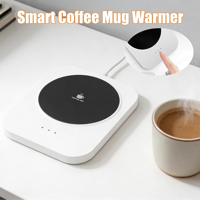 Smart Coffee Mug Warmer, Beverage Warmer Intelligent 55℃ Constant Warm USB Power Supply Coffee Mug Electric Warmer Heating Cup Mat Warmer for Desk 5V White