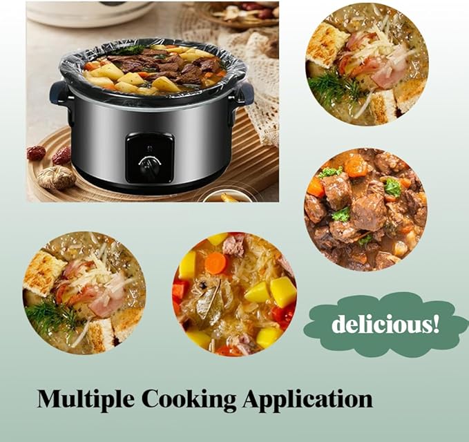 WZHSBSAQ Slow Cooker Liners, 40 Cooking Bags, Medium Disposable Pot Liner Plastic Bags, Fits 1QT to 3QT Slow Cooker Cooking Pans, 11 in. x 16 in.