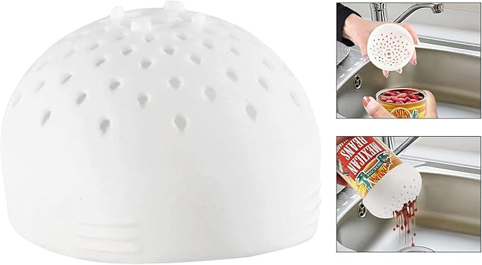 Home-X Silicone Can Colander Strainer - Flexible Can Colander for Large Range of Can Sizes - Can Drainer for Canned Fruit, Beans and Veggies - Small Can Strainer for Canned Goods - White
