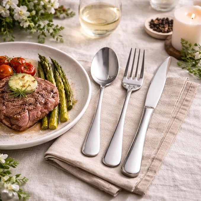 Silverware Set 30-Piece, Stainless Steel Flatware Cutlery Set for 6, Mirror Polished, Dishwasher Safe, Tableware Set for Home, Kitchen, Wedding, Party