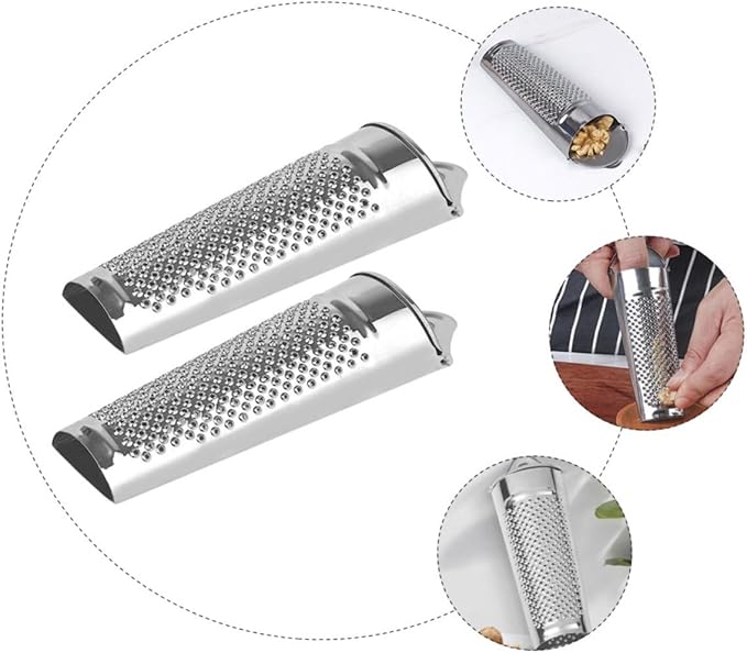 2pcs Stainless Steel Ginger Zester Grater Multi Functional Kitchen Tool for Garlic Cheese Spices More Ergonomic Non Slip Handle for Effortless Grating for Home Restaurant Use