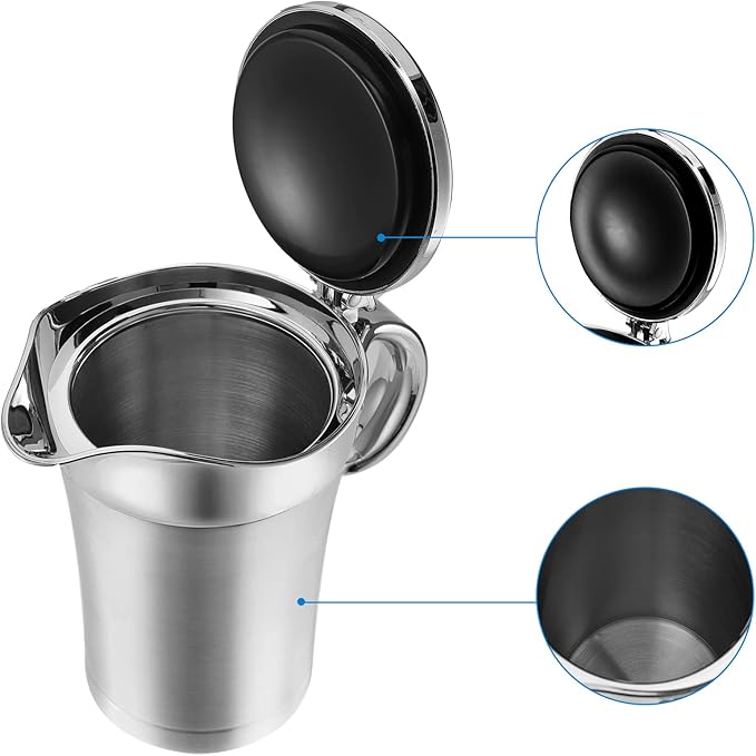 Peohud Gravy Boat, 304 Stainless Steel Double Insulated Sauce Jug with Hinged Lid, 24 Oz Gravy Warmer Pitcher for Home and Kitchen