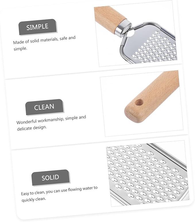 Stainless Steel Plane Grater Zester Wood Handle for Fruit and Vegetable Easy to Use Kitchen Gadget for Potatoes Carrots