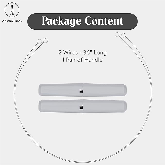 ANDUSTRIAL Stainless Steel Cheese Cutting Replacement Wires For Soft and Hard Cheese - Easy to Use and Clean - 2 Wires 36" + 1 Pair Egronomic Plastic Handle