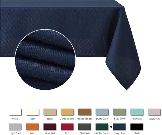 maxmill Jacquard Square Tablecloth Stain Resistant Spillproof Wrinkle Free Washable Soft Table Cloth, Decorative Fabric Table Cover for Dining Room, Indoor and Outdoor Use, 52 x 52 Inch, Navy Blue