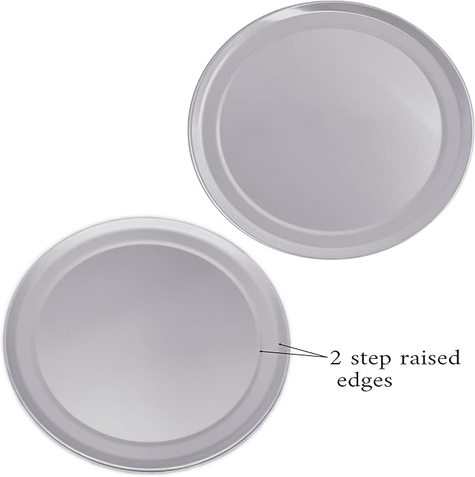 Bosrahl Pizza Tray, Round Pizza Baking Pan, Wide Rim Aluminum Pizza Cooking Trays, Set of 2 (10 Inch)