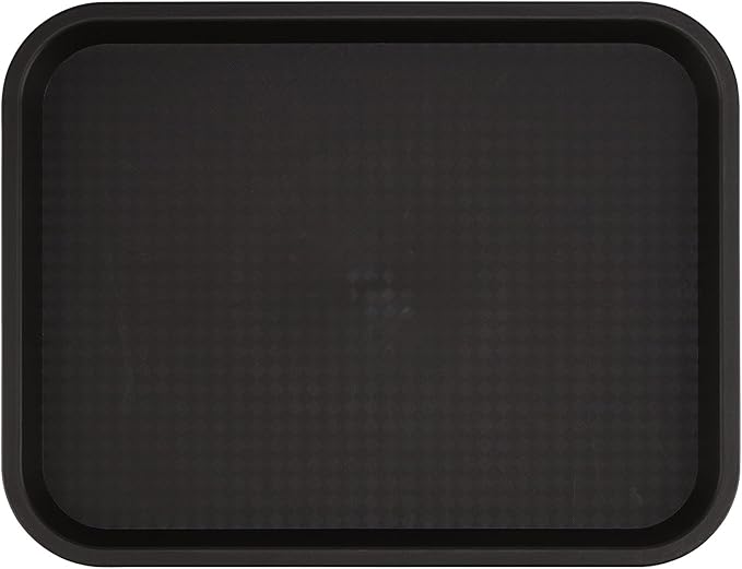 ZOENHOU 6 Pack 16 x 12 Inch Plastic Fast Food Tray,Rectangular Plastic Cafeteria Trays Serving Trays for Serving Food, Black