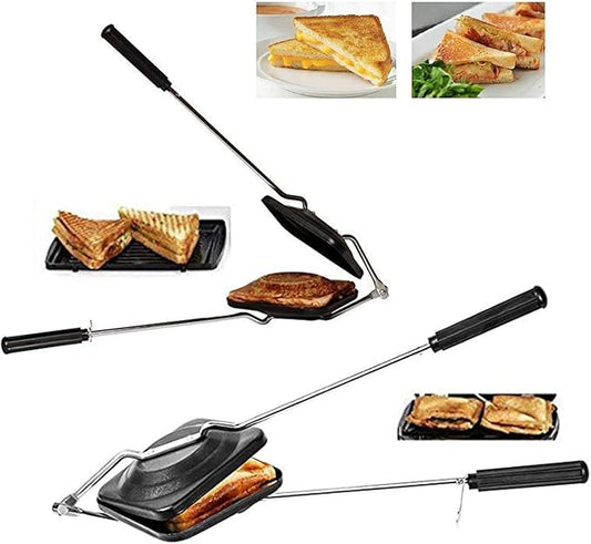 Sandwich Maker Gas Stove Top Toaster Sandwich Hot Pan Toasted Sandwich Snack Maker Nonstick Double Sided Pressure Breakfast Pan with Handles Panini Press