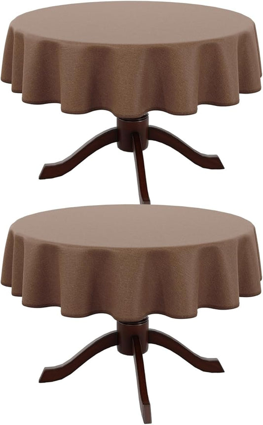 AUSSPVOCT 2 Pcs Textured Round Tablecloth 60 Inch for Dia 38’’ Tables - Waterproof Washable Wipeable Table Cloth Fabric Dining Table Cover for Birthday Party Farmhouse Outdoor Kitchen Tabletop Cover