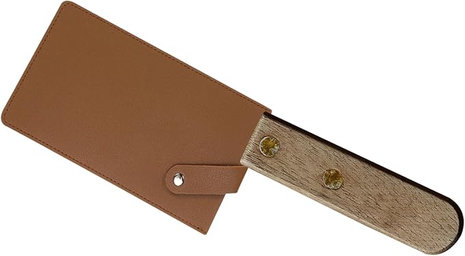 PATIKIL PU Leather Knife Meat Cleaver Sheath, Waterproof Chef Knife Guards Wide Knife Protector Cleaver Cover for Home Kitchen, Light Brown
