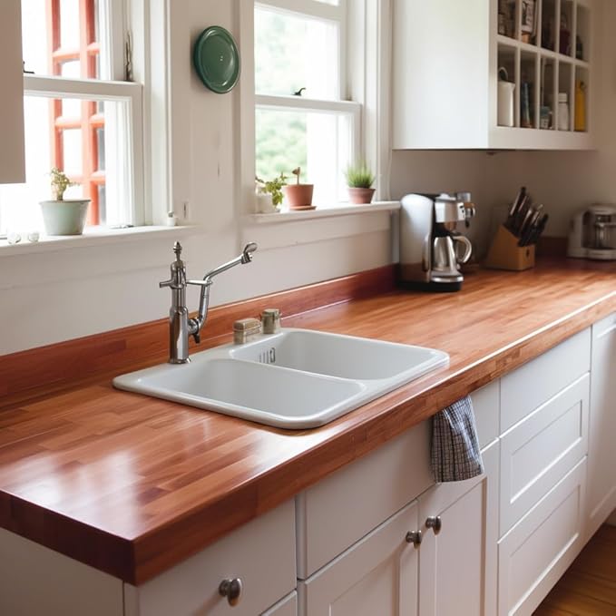 Cherry Wood Backsplash, 25x4x3/4 inches, USA-Grown Solid Hardwood, Pre-Sanded & Pre-Finished, Ready to Use, Ideal for Pairing with CONSDAN Butcher Block Countertop