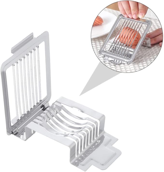 IMIKEYA Multifunctional Stainless Steel Egg Slicer Heavy Duty Cutter for Hard Boiled Eggs Mushrooms Cheese and Ham Easy to Clean Kitchen Wire Slicing Tool for Home and Professional Use