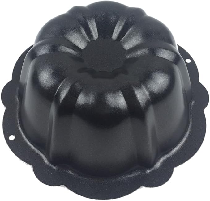LoveDeal 4 Inch Fluted Tube Cake Pan, Nonstick Mini Kugelhopf Mold, Carbon Steel Fluted Baking Cake Pans, Metal Round Pumpkin Shaped Mould for Muffin, Brownie, Pudding - Black, Set of 4