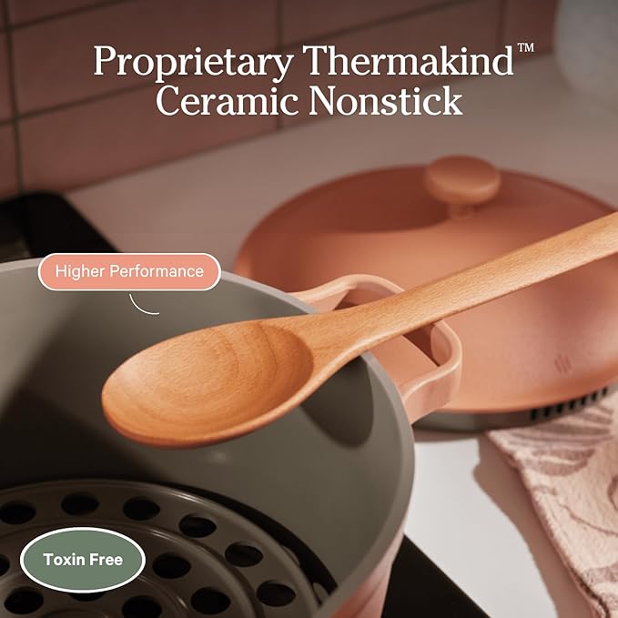 Our Place Mini Perfect Pot | 2.5 Qt Ceramic Pot with Lid & Spatula | Patented 8-in-1, PFAS-Free Nonstick, Non-Toxic Cookware | Induction & Oven-Safe up to 450°F | Lavender
