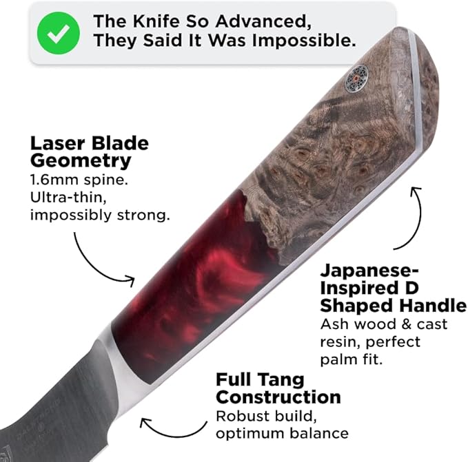 Dalstrong Curved Fillet Knife - 6.5 inch - Spartan Ghost Series - American Forged S35VN Powdered Steel Kitchen Knife - Maple & Red Resin Handle - Razor Sharp Boning Deboning - Leather Sheath