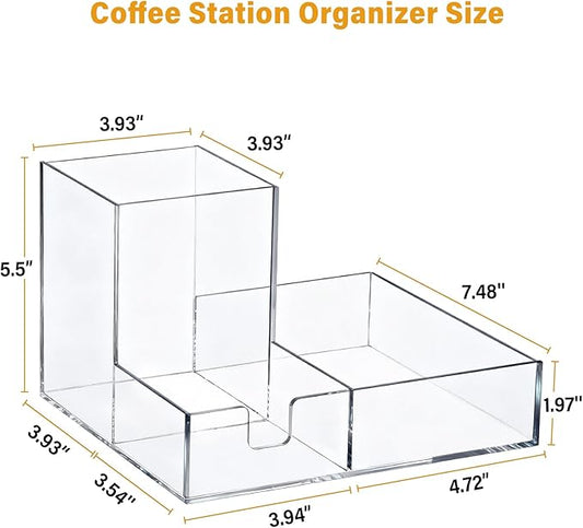 Coffee Cup Holder for Countertop, Clear Acrylic Coffee Bar Accessories and Organizer, Coffee Station Organizer for Cup Lid Stirrers Pod