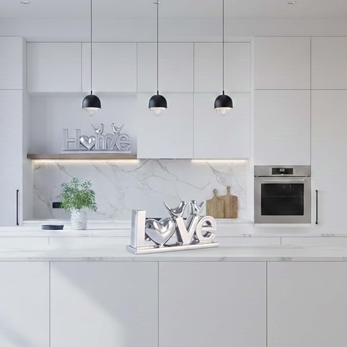 Love Sign Decor,Gold Room Decor Aesthetic, Knick Knack Shelf,Bird Decor, Boho Bookshelf,Abstract Statue,for Living Room,Bedroom, Contemporary Tv Stand Set of 2 (2, Silver Plated)