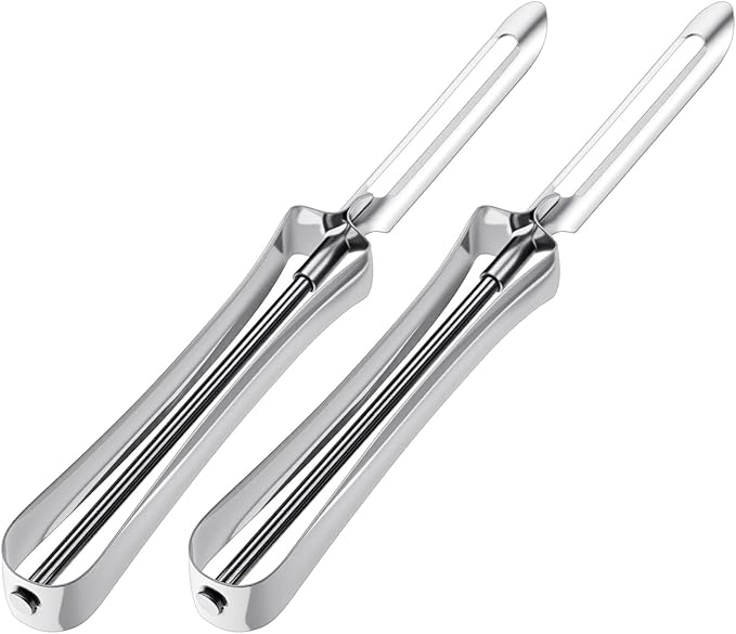 2 Pack Stainless Steel Potato Peelers for Kitchen, Swivel Fruit Vegetable Peeler with Easy Grip Ergonomic Handle Rotary Peeler for Carrot Potato Fruit Dishwasher Safe Kitchen Tool