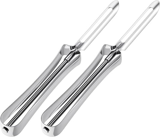 2 Pack Stainless Steel Potato Peelers for Kitchen, Swivel Fruit Vegetable Peeler with Easy Grip Ergonomic Handle Rotary Peeler for Carrot Potato Fruit Dishwasher Safe Kitchen Tool