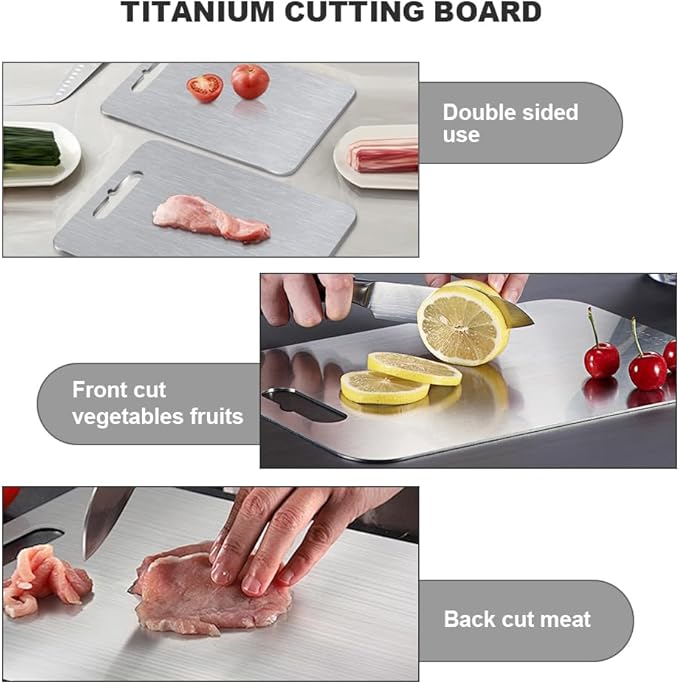 HYUEE Pure Titanium Cutting Board Food Grade Cutting Board Non-slip surface, lightweight, not easy to deform, suitable for outdoor camping and kitchen use - Dishwasher safe(18"L x 12"W)