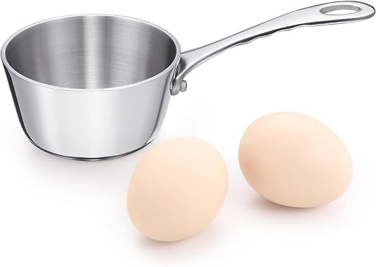 Mini Sauce Pan, Tri-Ply Stainless Steel Pot with Stay-Cool Handle Heating Sauce Gravy & Oil (5oz/150ml) - Silver