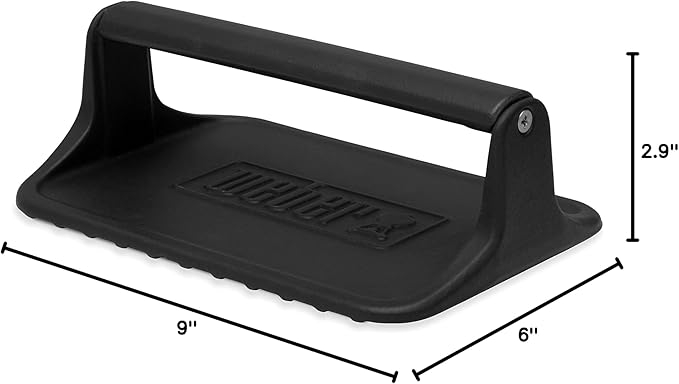 Weber Griddle Press – Heavy‑Duty Cast‑Iron Press for Bacon, Burgers & Paninis with Non-Stick Textured Surface