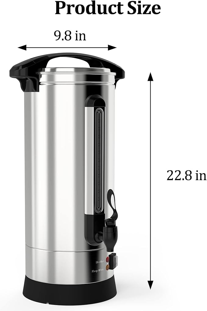 60 Cup Commercial Coffee Urn, 10L Large Capacity Coffee Maker with Quick Infusion, 304 Stainless Steel Double-Wall Hot Beverage Dispenser – Easy to Clean for Churches, Offices, Events & Meeting Rooms