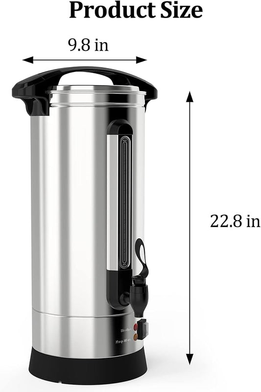 60 Cup Commercial Coffee Urn, 10L Large Capacity Coffee Maker with Quick Infusion, 304 Stainless Steel Double-Wall Hot Beverage Dispenser – Easy to Clean for Churches, Offices, Events & Meeting Rooms