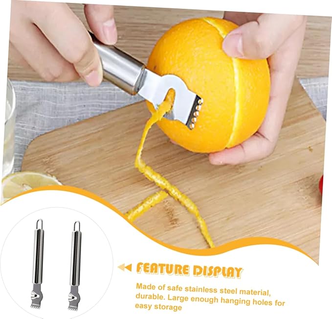 2pcs Multi-functional Lemon Zester Citrus Peeler Stainless Steel Grater for Home