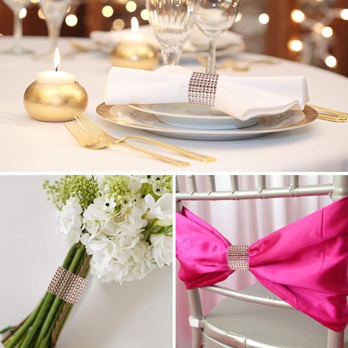 Accmor 100pcs Napkin Rings, Champagne Napkin Rings Buckles for Table Decorations, Wedding, Dinner, Party, DIY Decoration