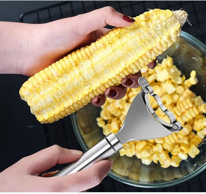 2PCS Corn Peeler, Magic Corn Stripper for Corn on the Cob Remover Tool,Stainless Steel Corn Planer Cutter Thresher Peeler, Corn Thresher with Hand Protect