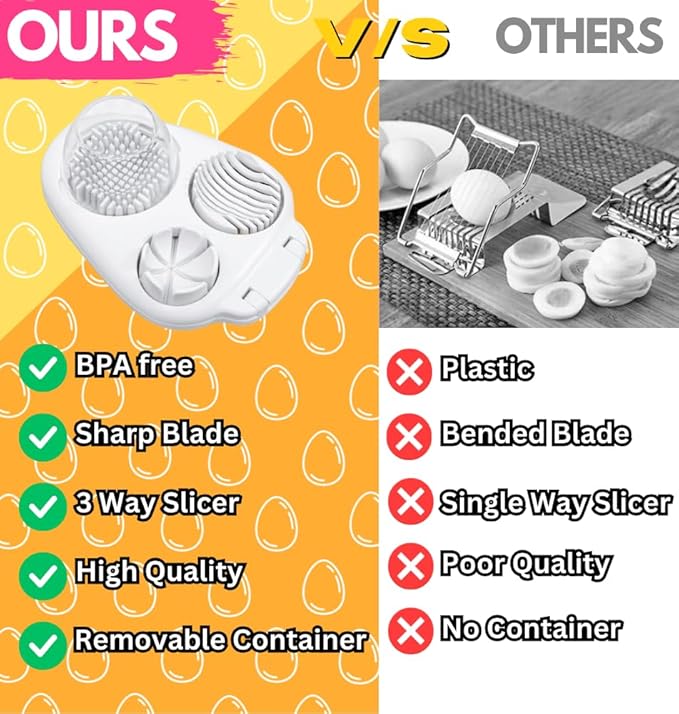 3 in 1 egg slicer for hard boiled eggs heavy duty - Handy Kitchen Dicer - Find Your Hidden Gift Inside The Box -Heavy Duty Stainless Steel Egg Cutter for soft food Strawberry, Mushroom