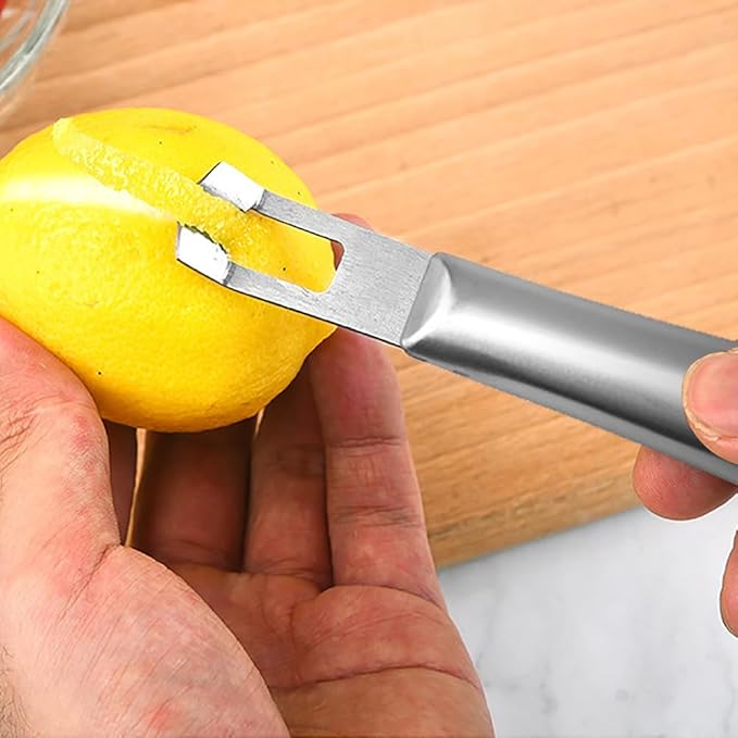 ZORZA 1Pcs Multipurpose Lemon Zest Peeler Stainless Steel Fruit Peeling Gadget with Triangle Channel Knife for Citrus Apples Potatoes Carrots