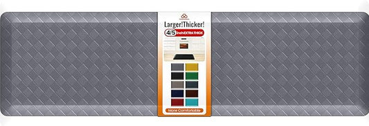 4/5 Inch Extra Thick Kitchen Mats for Floor,Non Slip Anti Fatigue Kitchen Rugs,Waterproof Stain Resistant Sink Mat,Cushioned Standing and Comfort Mats for Office (17"x60" Grey)