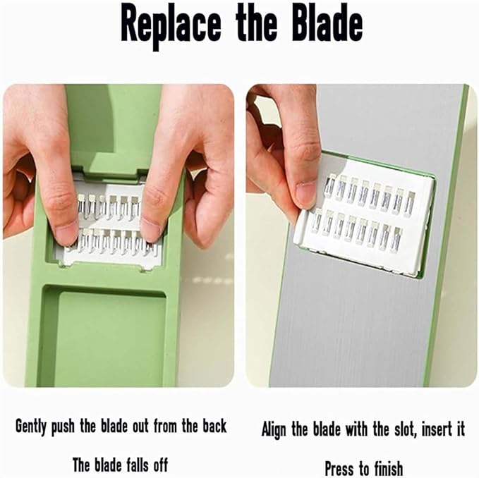 Multifunctional Vegetable Cutter, Portable Mandoline Slicer for Kitchen, 5 in 1 Vegetable Cutter with 5 Detachable Blades, Stainless Steel 𝐕egetable Slicer for Slicing Shredding (A)