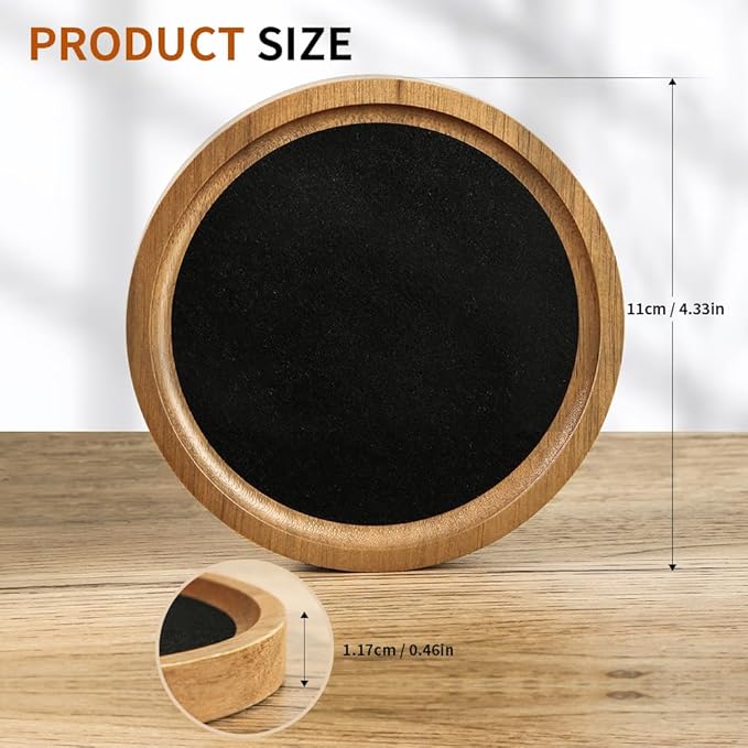 Wood Coasters for Drinks Absorbent with Holder, HALE OTEIR 3.93 Inch Rustic Felt Coasters for Wooden Coffee Table for Farmhouse, Patio, Bar Decoration, Set of 6
