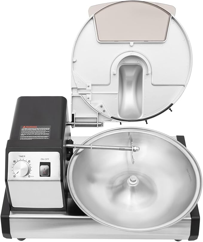 5L/5.28QT Multifunction Meat Bowl Cutter, 250W Commercial Food Processor Heavy Duty Buffalo Chopper, Electric Meat Vegetable Grinders for Home Use,0-15 Mins Timer,Output 100 lbs/H,Spare Blade & Gloves