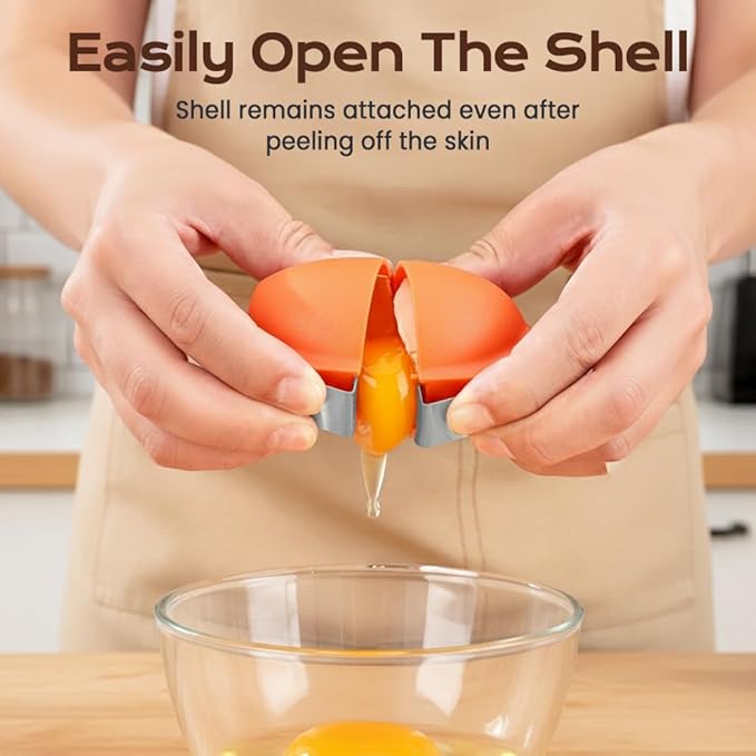2026 New Egg Shell Opener, Stainless Steel Egg Cracker Tool, Multifunctional Egg Shell Opener for Raw & Hard-Boiled Eggs, Handheld Kitchen Gadget for Easy Peeling & Separating (1, Orange)