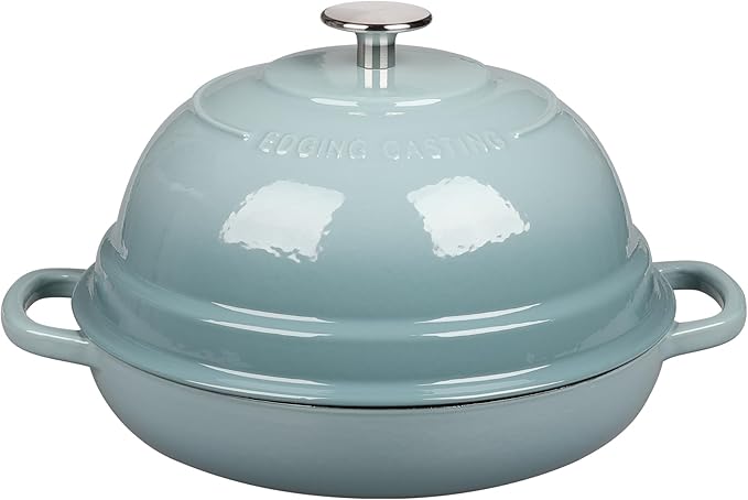 EDGING CASTING Enameled Cast Iron Dutch Oven Pot with Lid, Round Bread Oven for Homemade Sourdough Bread Baking, 6 Quart, Seasalt