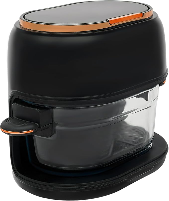 banborba Air Fryer, 900W 4.23QT Glass Air Fryer, Smart Compact Airfryer with Digital Display, 140℉-374℉ Adjustable Temperature, 120 Min Timer, for Cakes, Chicken Wings, Fish, Meat, Shrimp, Vegetables