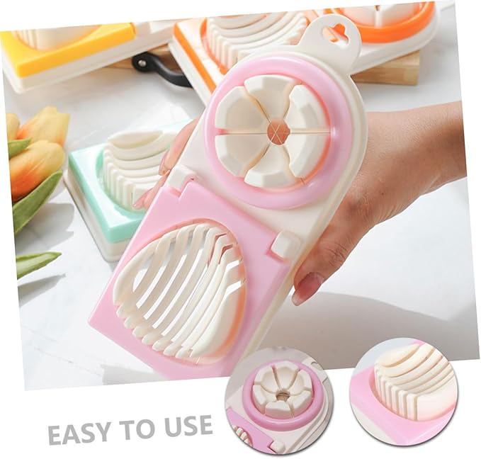 VICASKY Heavy Duty Multi Functional Egg Slicer and Cutter for Hard Boiled Eggs Strawberries and Soft Fruits Kitchen Fruit and Vegetable Wire Slicer Easy to Use and Clean Pink