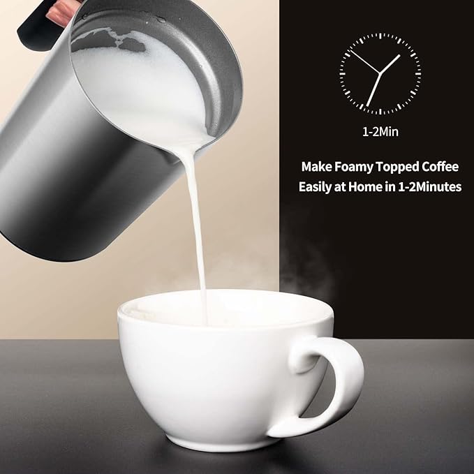 CIRAGO Milk Frother 4 in 1 Electric Milk Steamer Automatic Hot & Cold Foam Maker and Milk Warmer for Latte, Cappuccinos, Macchiato, Hot Chocolate Milk