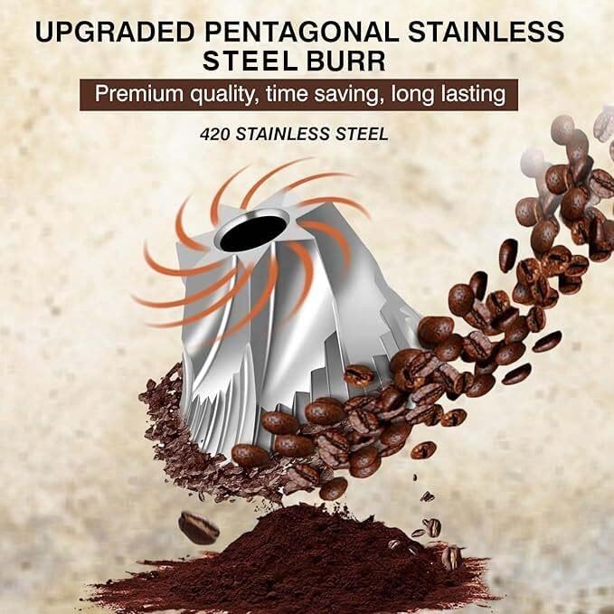 Pop and Party Manual Coffee Grinder - Stainless Steel Conical Burr Hand Mill for Espresso & French Press - Adjustable & Portable