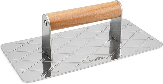Stanbroil Stainless Steel Bacon Press for Griddle, 9” x 4.5”Rectangular Grill Press BBQ Professional Griddle Accessories, Non-Stick Burger Smasher for Flat Top Cooking