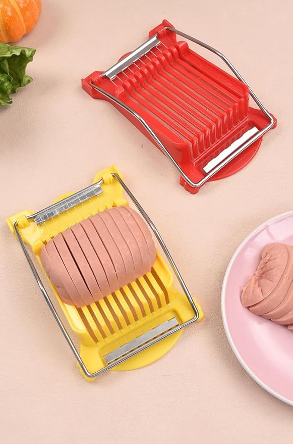Hoshen Luncheon Meat Slicer, Egg Cutter, Fruit Soft Cheese Slicer, Strengthened Stainless Steel Cutting Line, 10 Slices Evenly Cut，Original Box,Green