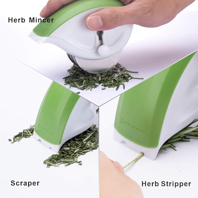KITCHENDAO Citrus Lemon Peeler Zester Tool and 3-in-1 Herb Chopper Mincer Roller Cutter Slicer