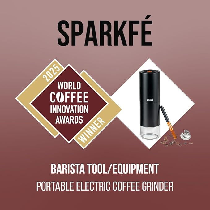 SPARKFE Portable Electric Coffee Grinder, Rechargeable Handheld Grinder with Stainless Steel Conical Burr, Adjustable Grind Settings, for Espresso, Moka, Pour Over, French Press, Cold Brew, Obsidian