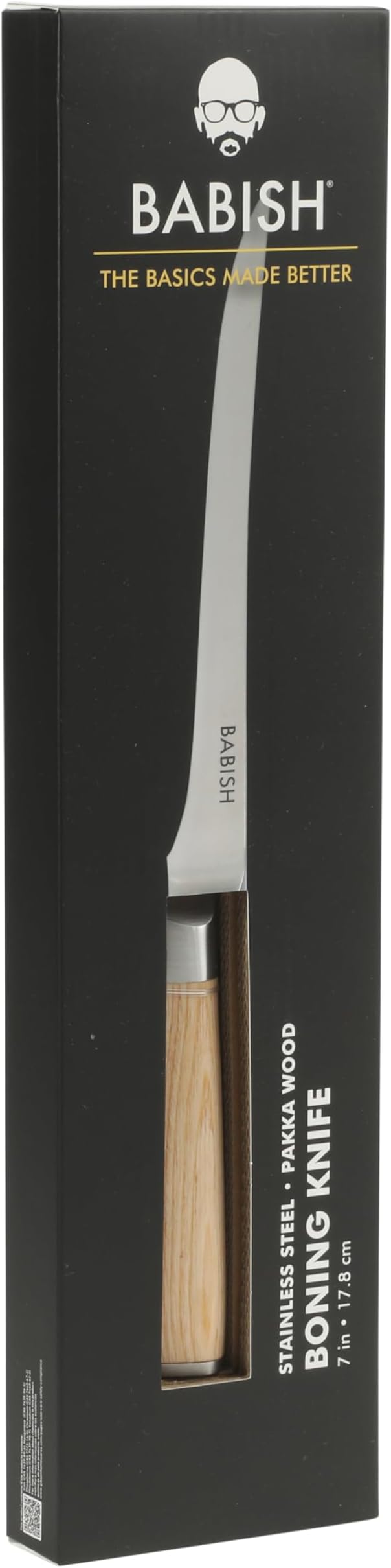 Babish 1.4116 German Stainless Steel Boning & Fillet Knife with Light Pakka Wood Handle – 6-Inch Full-Tang Flexible Kitchen Knife for Meat, Poultry, Fish & Precision Butchering